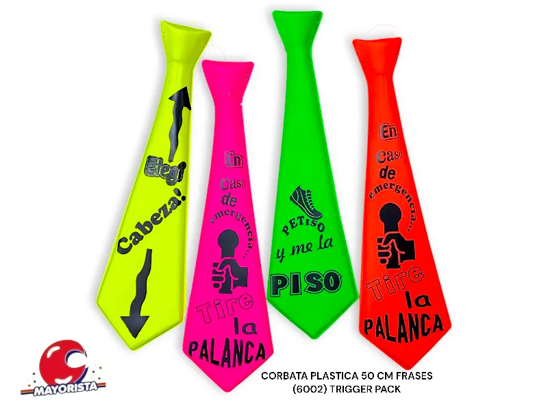 CORBATA PLASTICA 50 CM FRASES (6002) TRIGGER PACK
