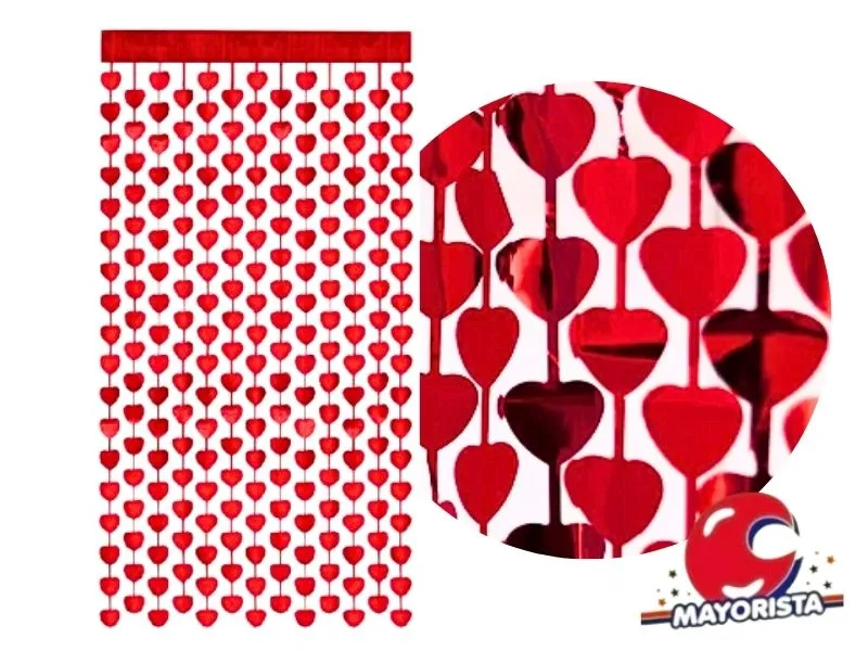 [2293] CORTINA CORAZON ROJA 2MTS X 1 MTS - CHG