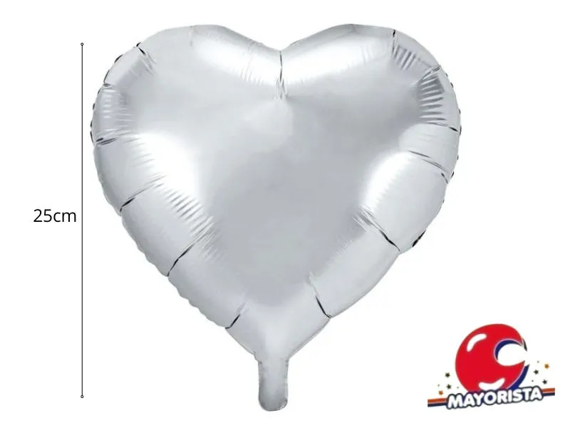GLOBO MYLAR 10 CORAZON PLATA (25CM) ERIK