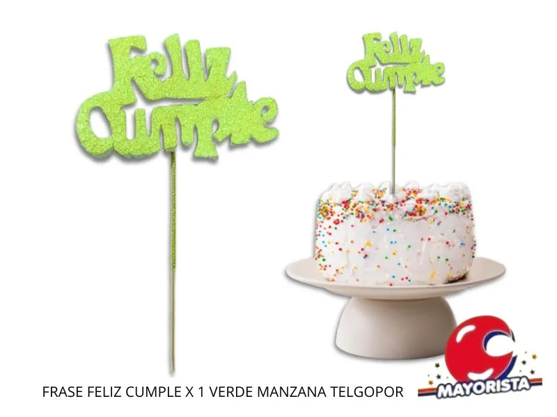 FRASE FELIZ CUMPLE X 1 VERDE MANZANA TELGOPOR - VIVI