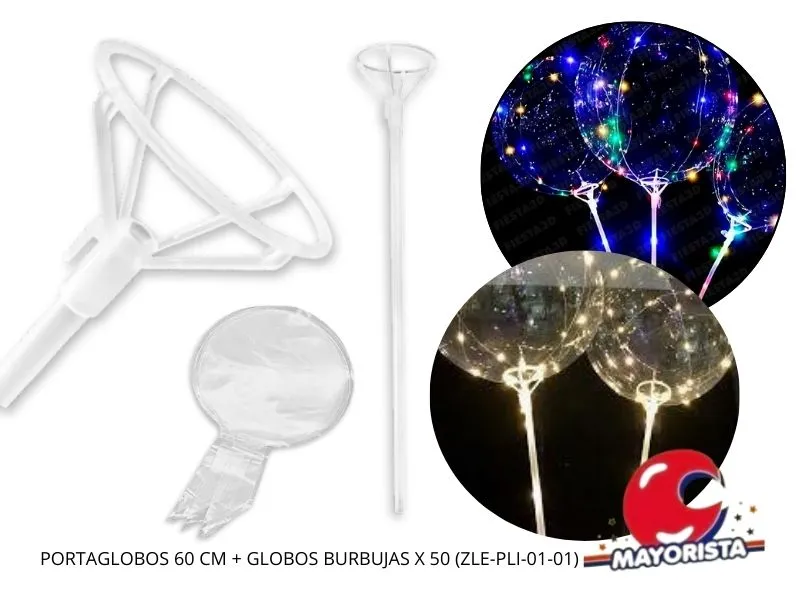 GLOBO BURBUJA C/LUZ LED C/PORTAGLOBO 80 CM (8990) CADENACI
