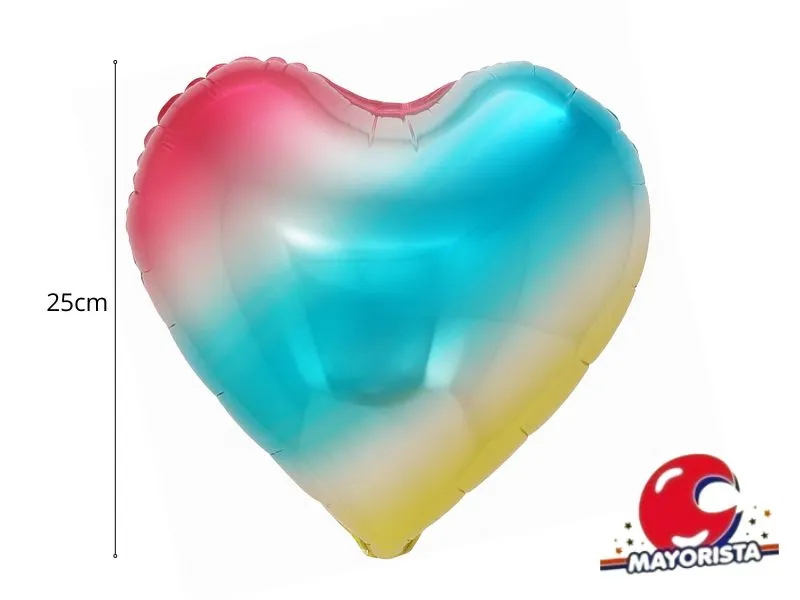 GLOBO MYLAR 10 CORAZON RAINBOW MULTICOLOR (25CM) ERIK