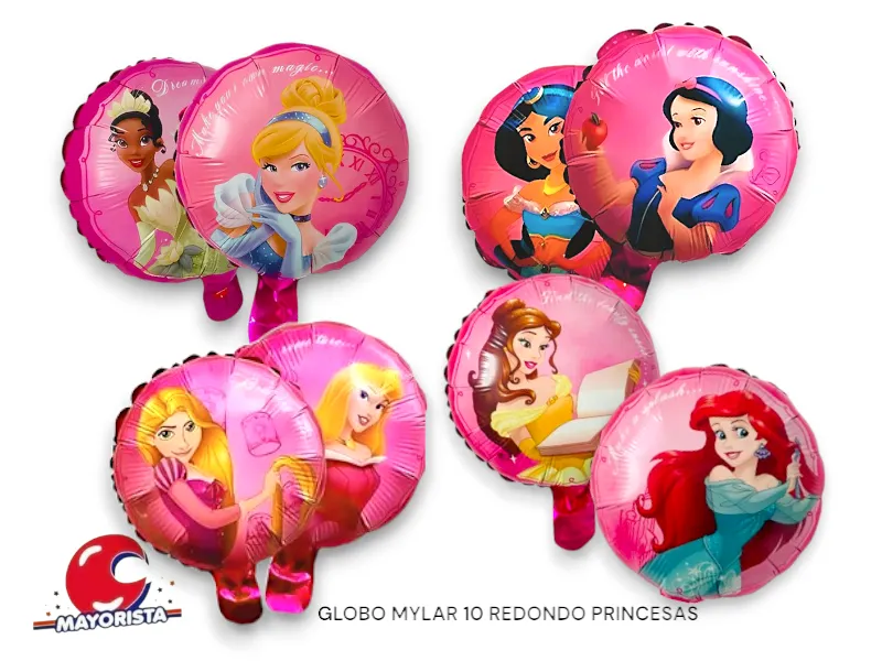 GLOBO MYLAR 10 REDONDO PRINCESA FUCSIA MODELOS SURTIDOS (25CM) CHG