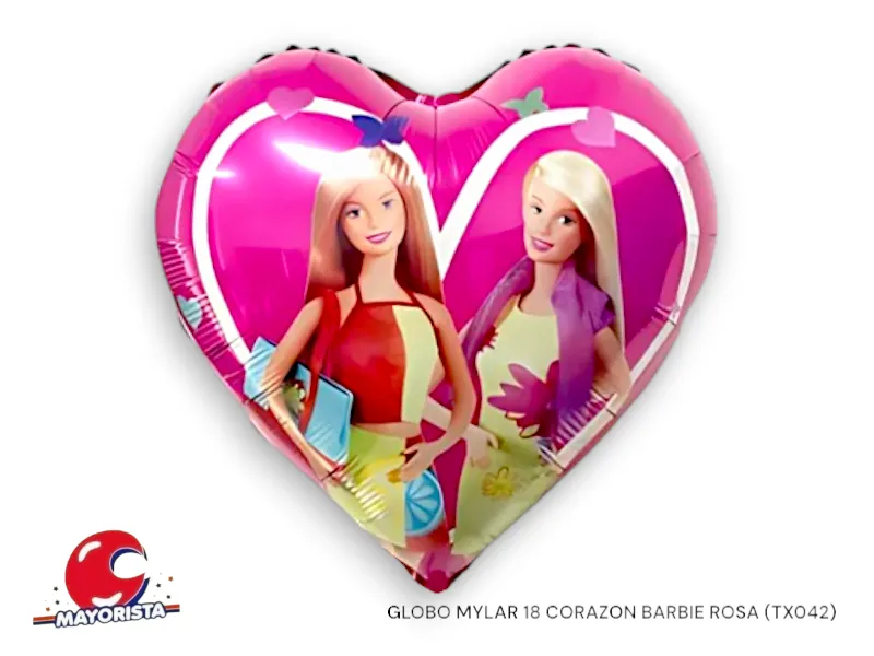 [2407] GLOBO MYLAR 18 CORAZON BARBIE ROSA 45CM (TX042) CHG