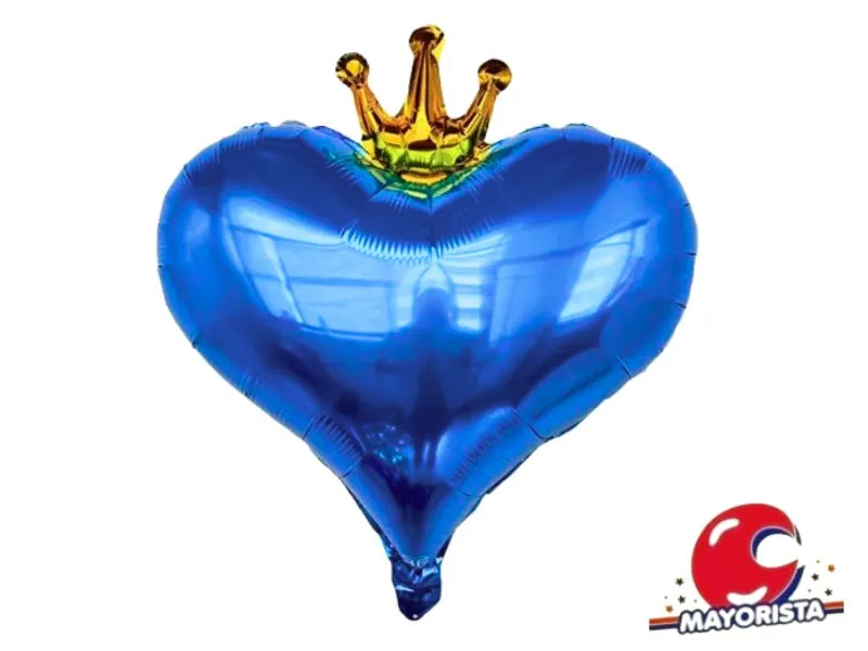 [8549] GLOBO MYLAR 18 CORAZON CORONA AZUL 45CM (Y1385-1265) CHG