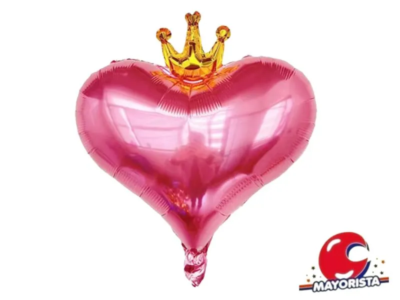 [7673] GLOBO MYLAR 18 CORAZON CORONA ROSA 45CM (Y1385-1265) CHG