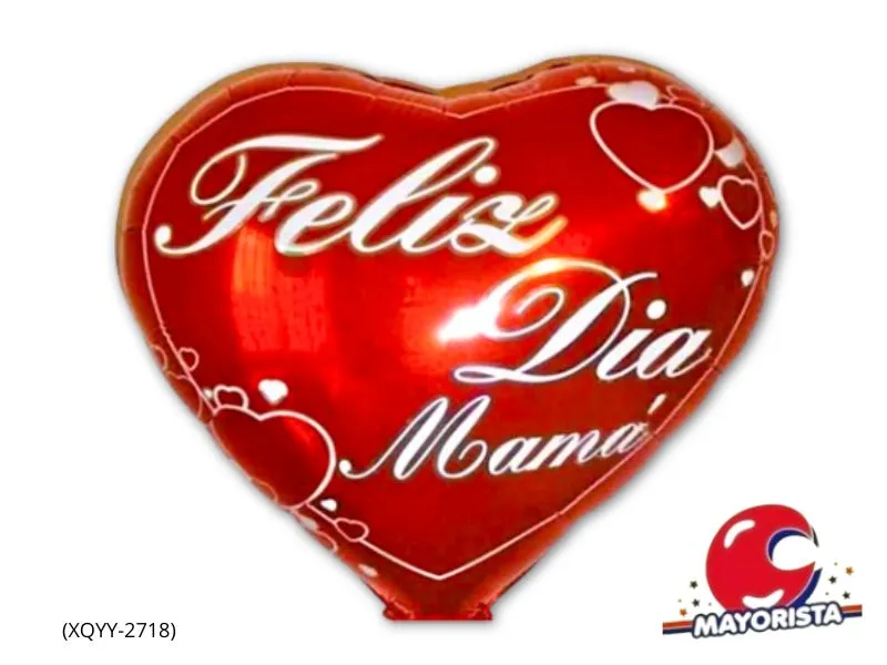 [5352] GLOBO MYLAR 18 CORAZON FELIZ DIA MAMA ROJO LETRAS BLANCAS 45CM (XQYY-2718) ERIK
