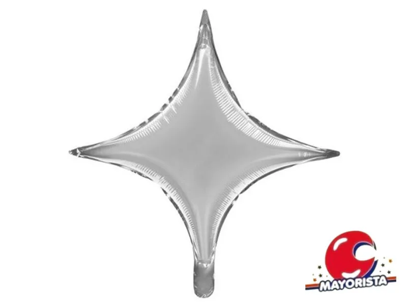 GLOBO MYLAR 18 ESTRELLA 4 PUNTAS PLATA (45CM) ERIK