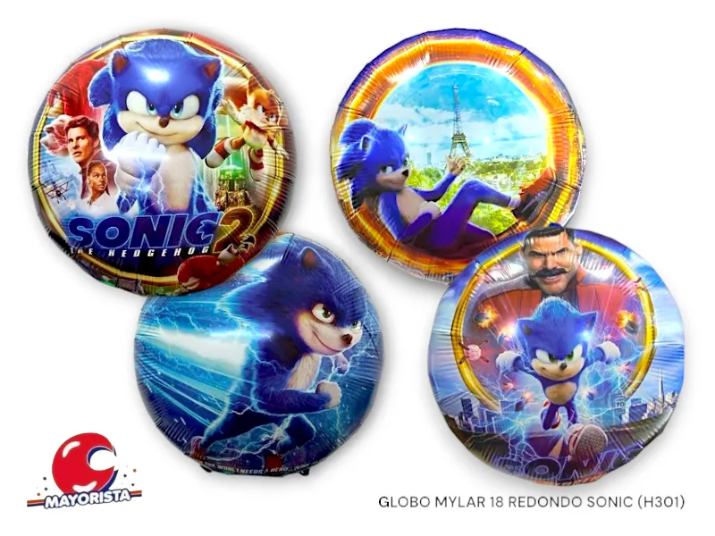 [1783] GLOBO MYLAR 18 REDONDO SONIC 45CM (H301) CHG