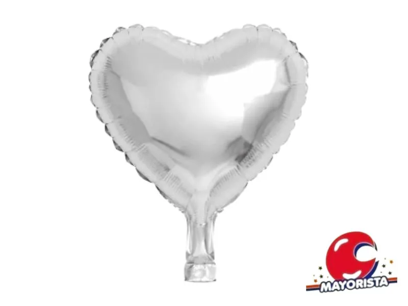 GLOBO MYLAR 5 CORAZON PLATA (12CM) ERIK