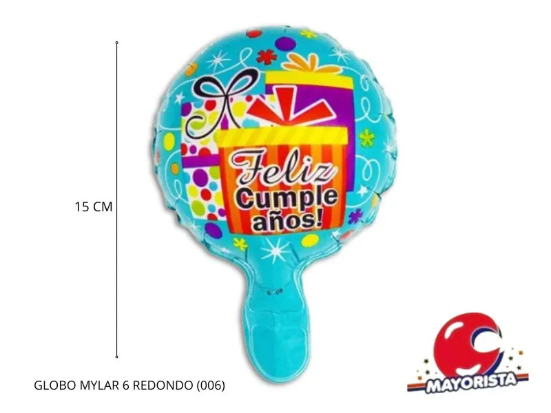 [7884] GLOBO MYLAR 6 REDONDO FELIZ CUMPLE CELESTE REGALOS (006) 15CM - LCOST