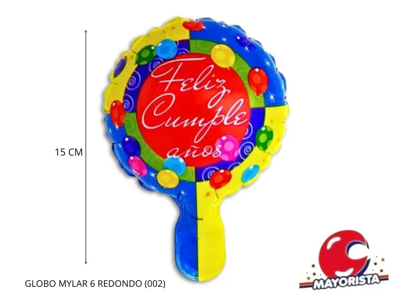 [2858] GLOBO MYLAR 6 REDONDO FELIZ CUMPLE CELESTE/AMARILLO GLOBOS COLORES (002) 15CM - LCOST