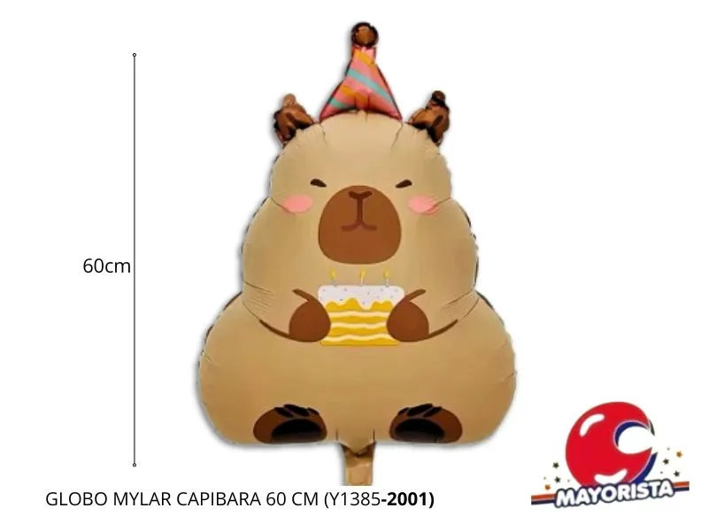 [1816] GLOBO MYLAR CAPIBARA C/TORTA 60 CM (Y1385-2001) CHG