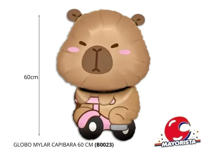 [1968] GLOBO MYLAR CAPIBARA EN MOTO 60 CM (B0023) CHG