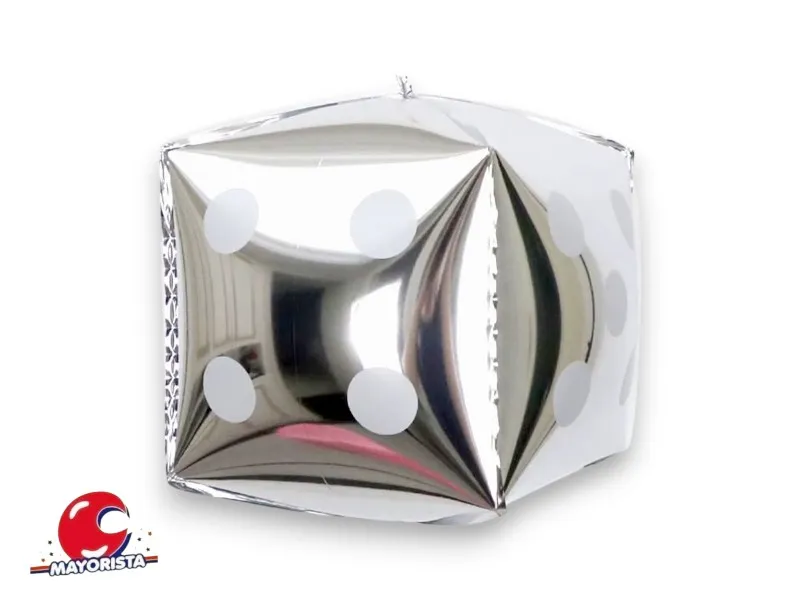 [6248] GLOBO MYLAR DADO PLATA 18CM - CHG