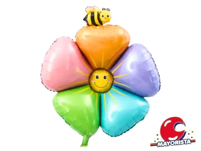 [7846] GLOBO MYLAR FLOR MULTICOLOR CON ABEJITA 85X85 (DBCY-B0682) CHG