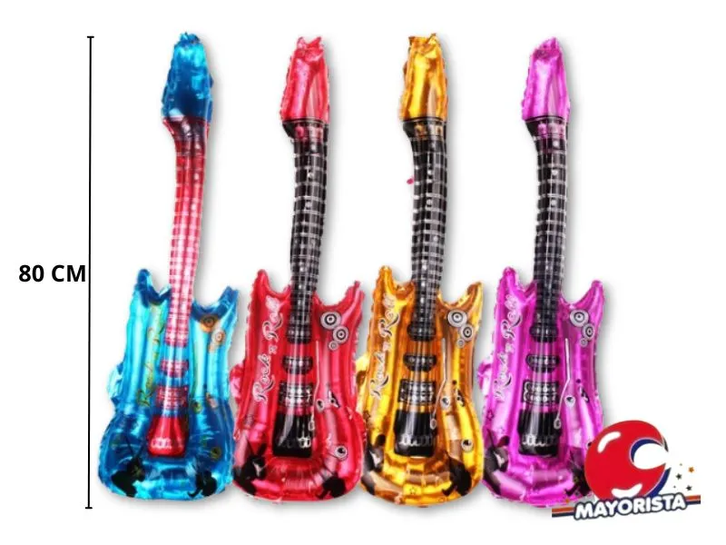[9025] GLOBO MYLAR GUITARRA 80CM C/SONAJERO VS COLORES  -ARDITEX