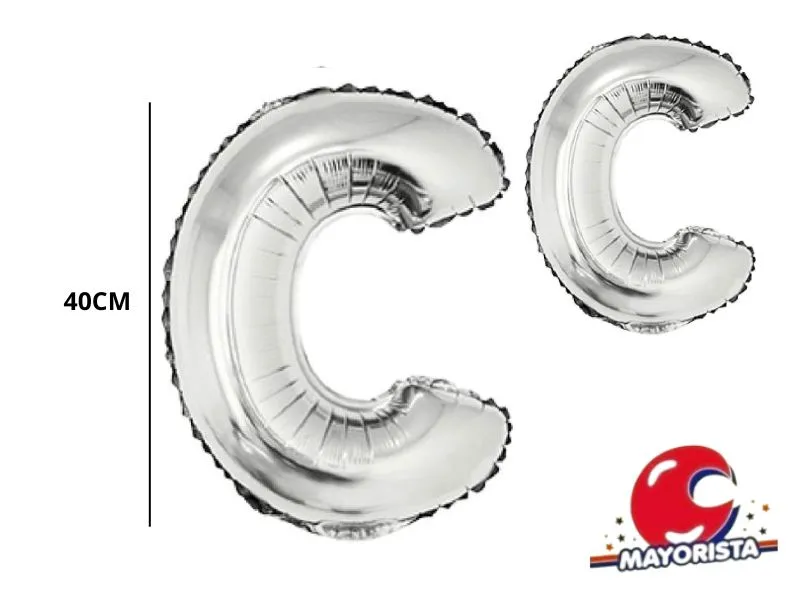 GLOBO MYLAR LETRA C PLATA 40 CM - CADENACI