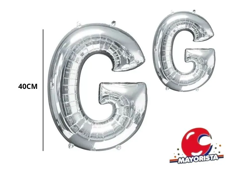 GLOBO MYLAR LETRA G PLATA 40 CM - CADENACI
