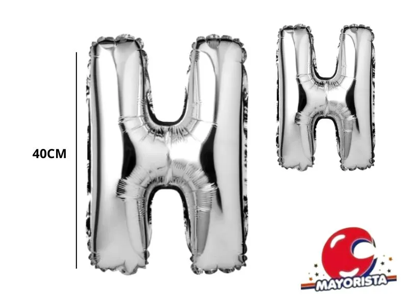 GLOBO MYLAR LETRA H PLATA 40 CM - CADENACI