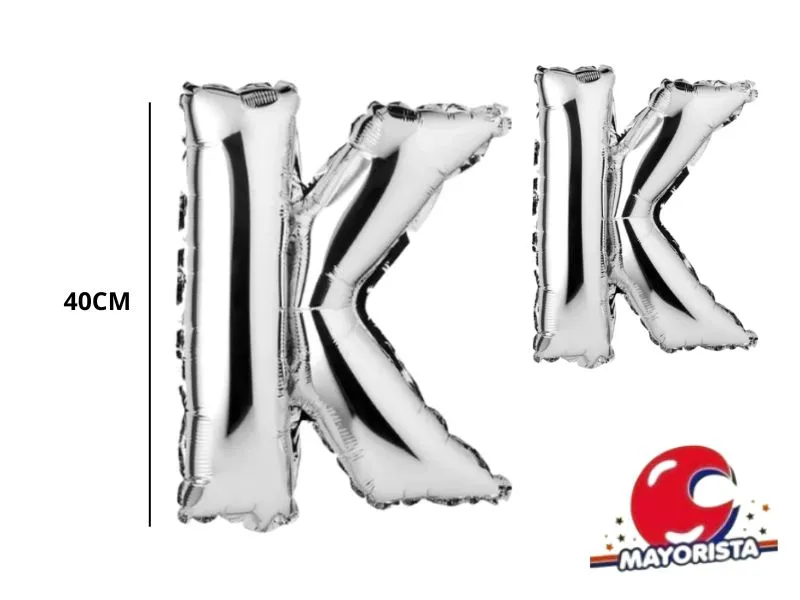 GLOBO MYLAR LETRA K PLATA 40 CM - CADENACI