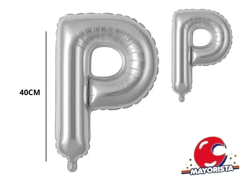 GLOBO MYLAR LETRA P PLATA 40 CM - CADENACI