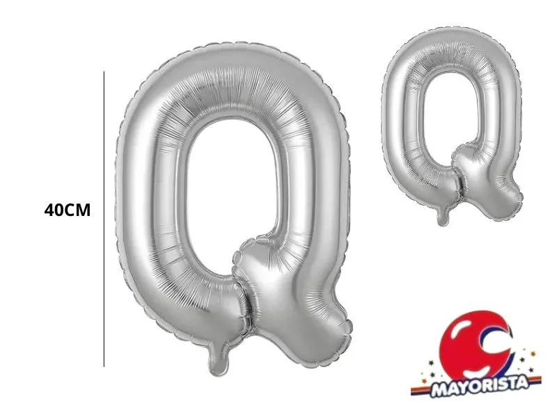 GLOBO MYLAR LETRA Q PLATA 40 CM - CADENACI