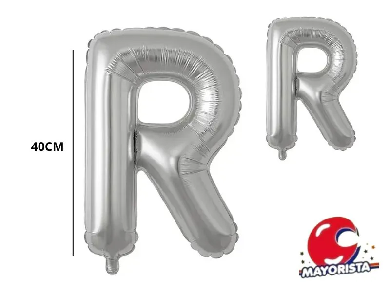GLOBO MYLAR LETRA R PLATA 40 CM - CADENACI