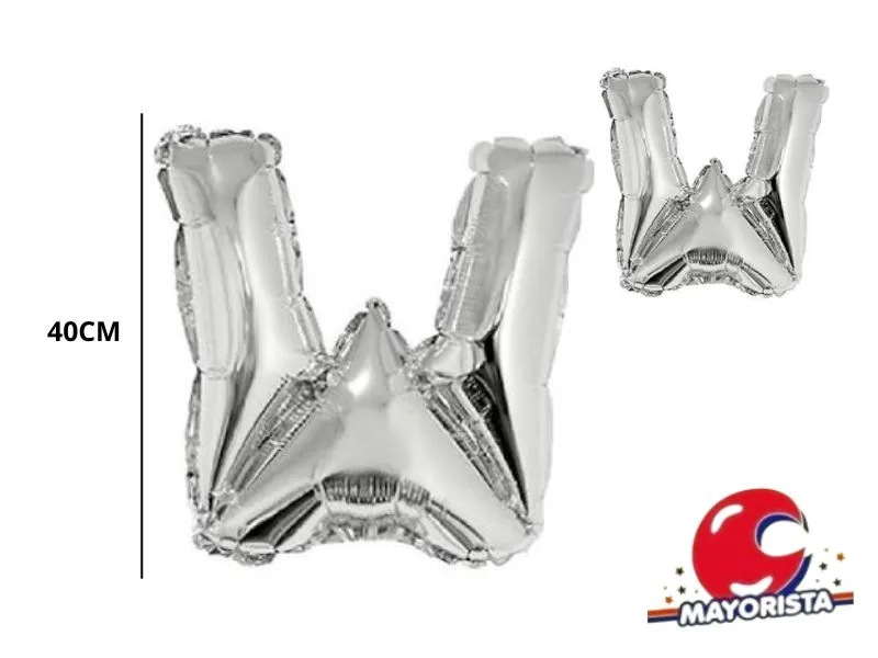 GLOBO MYLAR LETRA W PLATA 40 CM - CADENACI