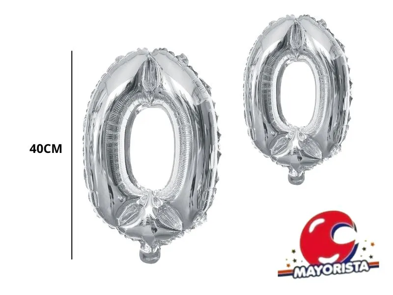 GLOBO MYLAR N 0 PLATA 16 (40CM) CADENACI