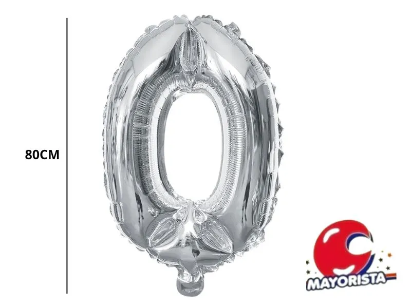 GLOBO MYLAR N 0 PLATA 32 (80CM) CADENACI