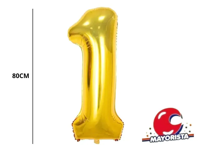 GLOBO MYLAR N 1 DORADO 32 (80CM) CADENACI