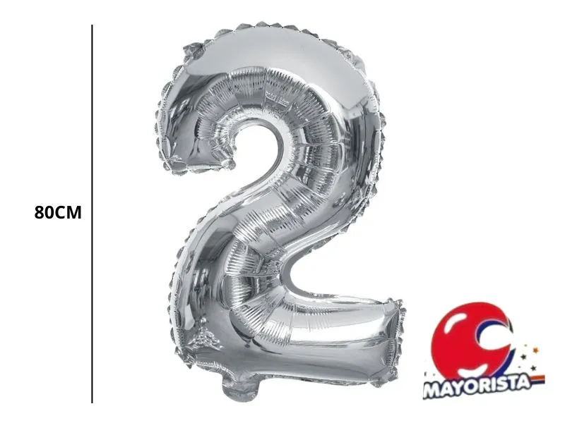 GLOBO MYLAR N 2 PLATA 32 (80CM) CADENACI