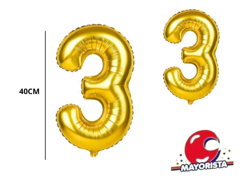 GLOBO MYLAR N 3 DORADO 16 (40CM) CADENACI