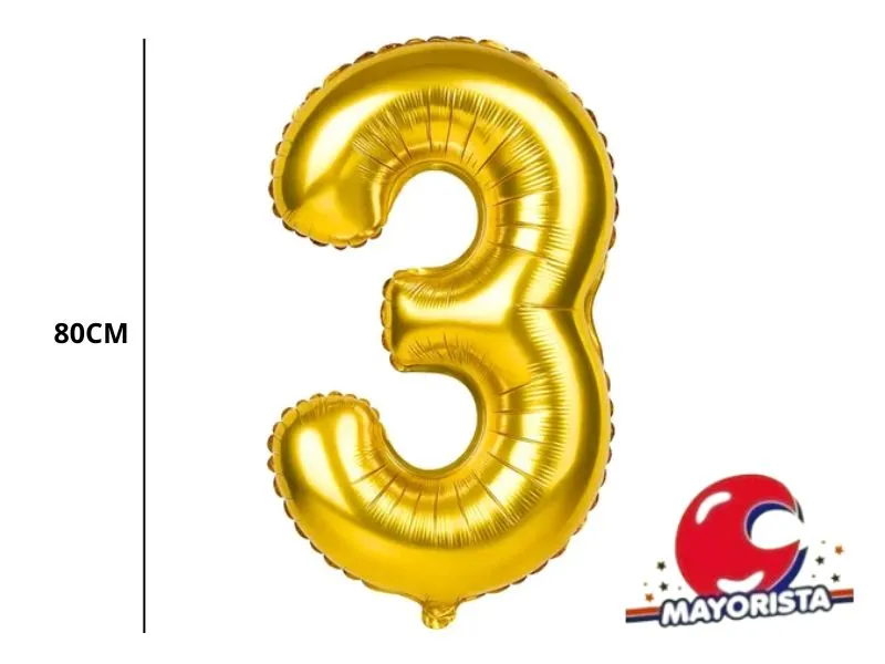 [3315] GLOBO MYLAR N 3 DORADO 32 (80CM) CADENACI