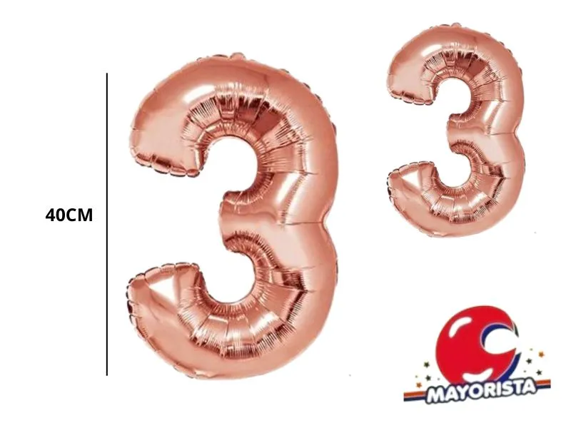 [0202089953127] GLOBO MYLAR N 3 ROSE GOLD 16 (40CM) CADENACI