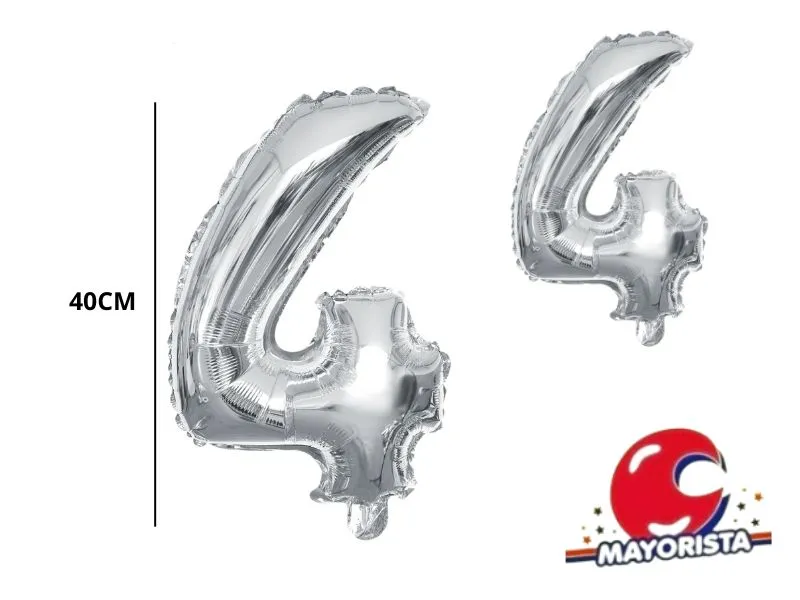 GLOBO MYLAR N 4 PLATA 16 (40CM) CADENACI