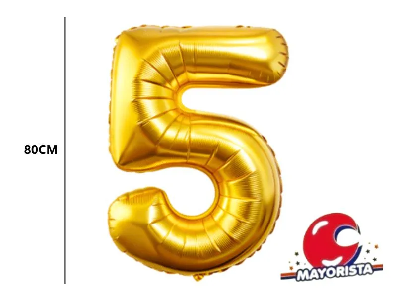 [3729] GLOBO MYLAR N 5 DORADO 32 (80CM) CADENACI