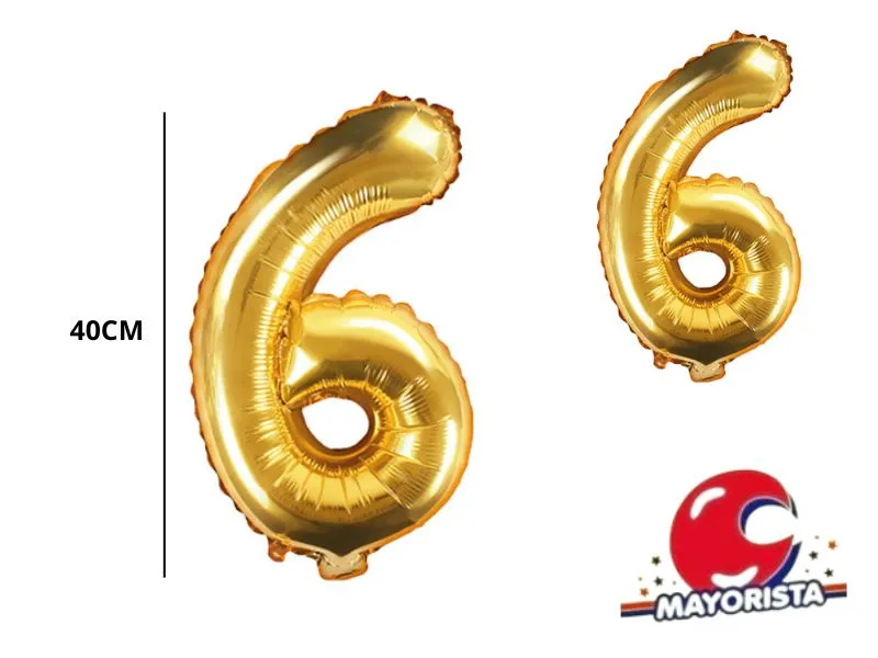 [0202089956227] GLOBO MYLAR N 6 DORADO 16 (40CM) CADENACI