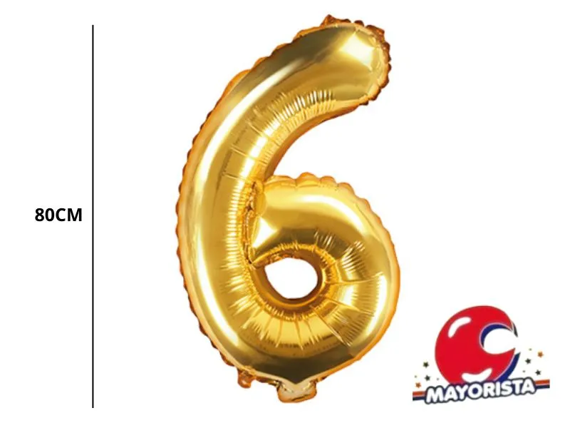 [3831] GLOBO MYLAR N 6 DORADO 32 (80CM) CADENACI