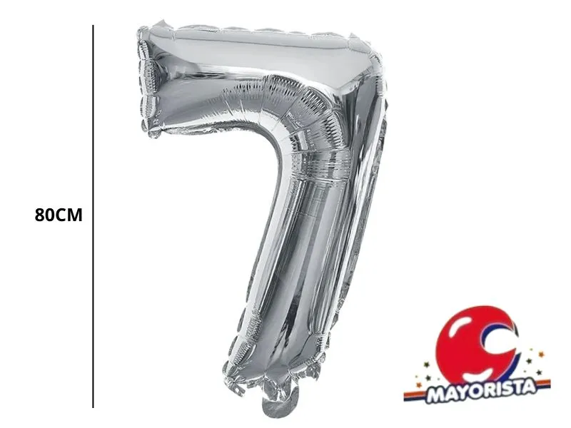GLOBO MYLAR N 7 PLATA 32 (80CM) CADENACI