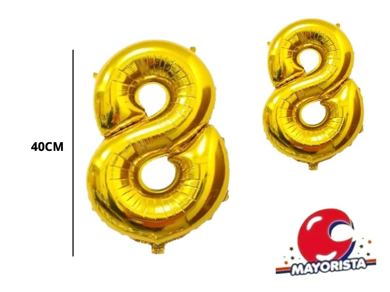 [0202089958221] GLOBO MYLAR N 8 DORADO 16 (40CM) CADENACI