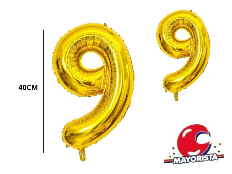 GLOBO MYLAR N 9 DORADO 16 (40CM) CADENACI