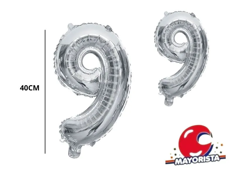 [9832] GLOBO MYLAR N 9 PLATA 16 (40CM) CADENACI