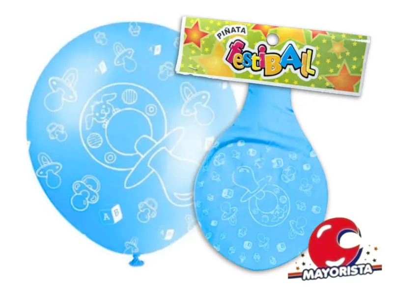 [6369] GLOBO PINATA SUPER CELESTE CHUPETES BLANCOS - TUKY