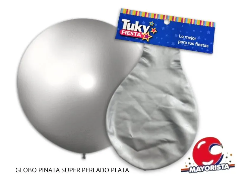 [7790391315007] GLOBO PINATA SUPER PERLADO PLATA - TUKY