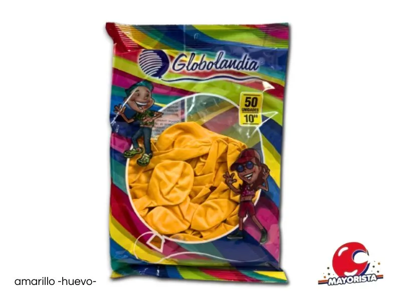 [7798109604351] GLOBOS 10 X 50 LISO STANDARD AMARILLO HUEVO - GLOBOLANDIA
