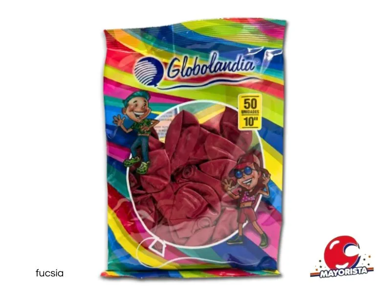 [7798109600186] GLOBOS 10 X 50 LISO STANDARD FUCSIA - GLOBOLANDIA