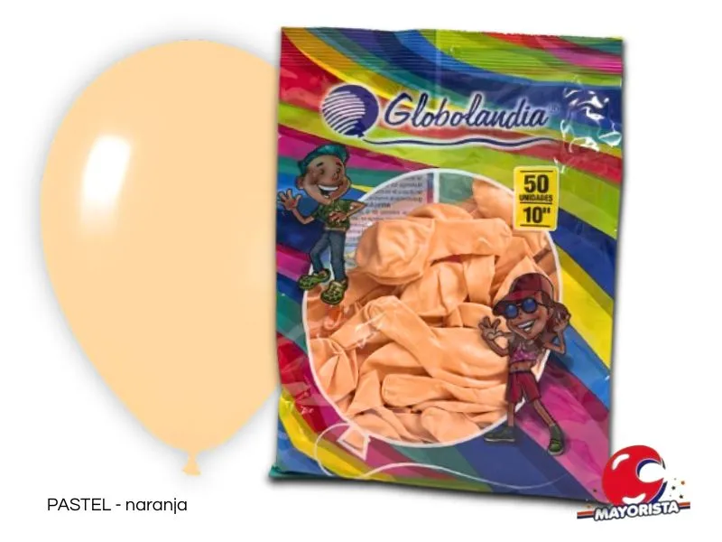 [7798109602012] GLOBOS 10 X 50 PASTEL NARANJA - GLOBOLANDIA