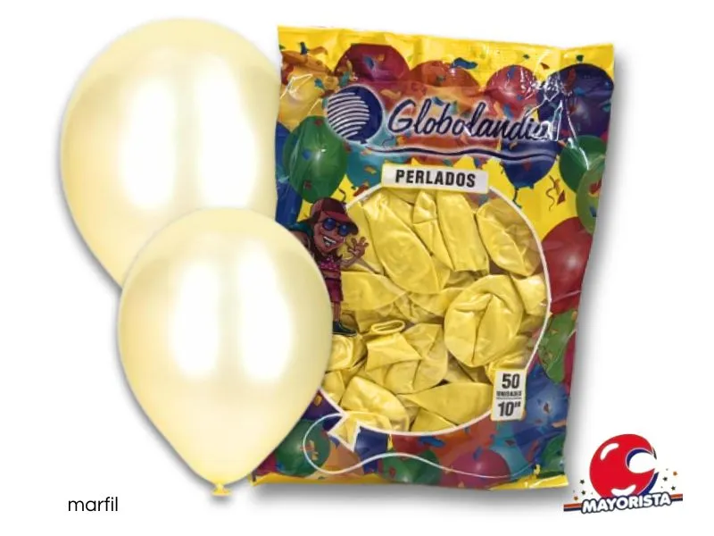 [7798109601114] GLOBOS 10 X 50 PERLADO MARFIL - GLOBOLANDIA